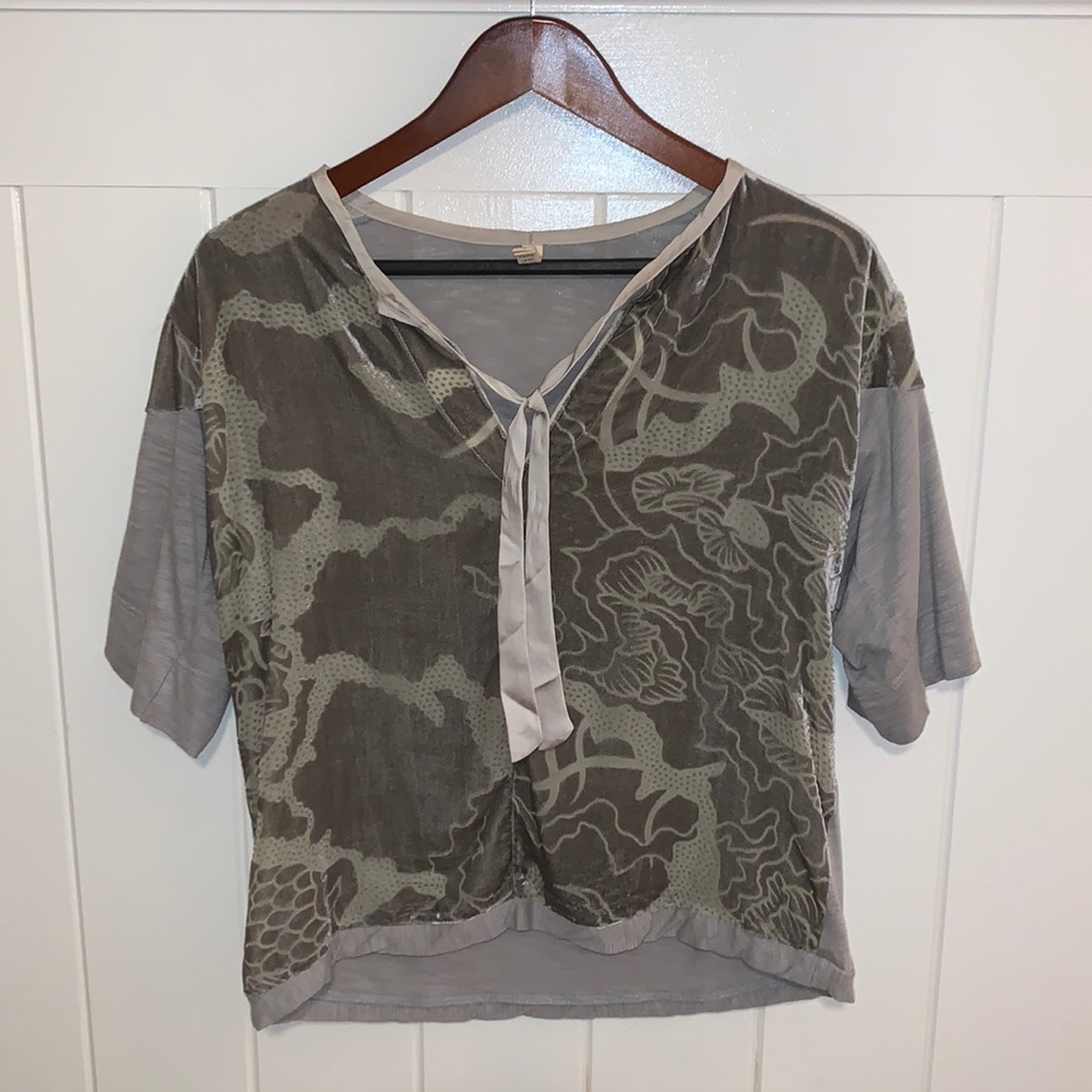 Velvet Front Floral Tie Top